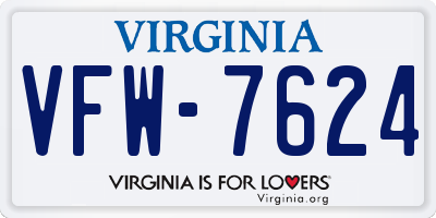 VA license plate VFW7624