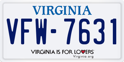 VA license plate VFW7631