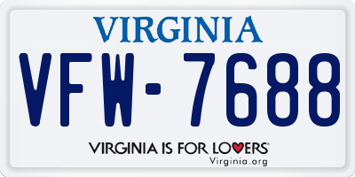 VA license plate VFW7688