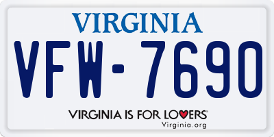 VA license plate VFW7690