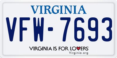 VA license plate VFW7693