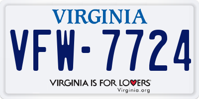 VA license plate VFW7724
