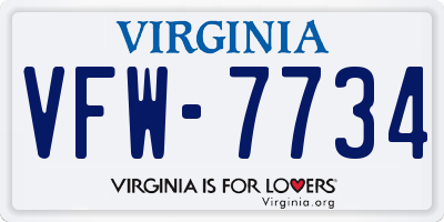 VA license plate VFW7734