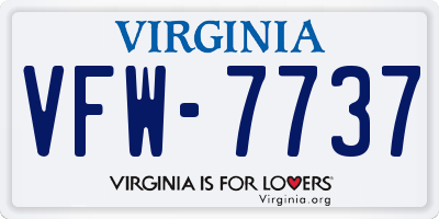 VA license plate VFW7737