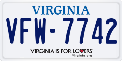 VA license plate VFW7742