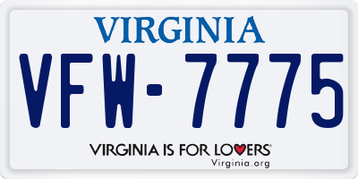 VA license plate VFW7775
