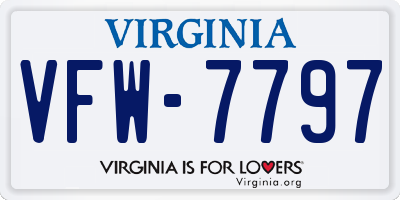 VA license plate VFW7797