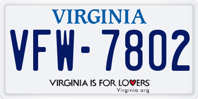 VA license plate VFW7802