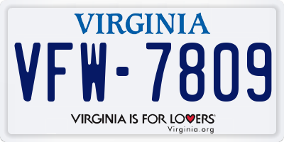 VA license plate VFW7809