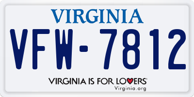 VA license plate VFW7812