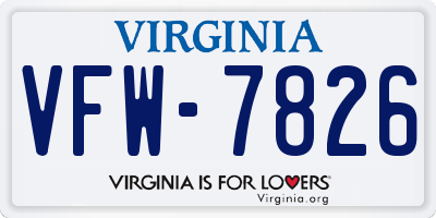 VA license plate VFW7826
