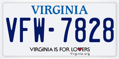VA license plate VFW7828