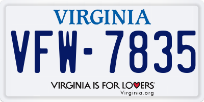 VA license plate VFW7835