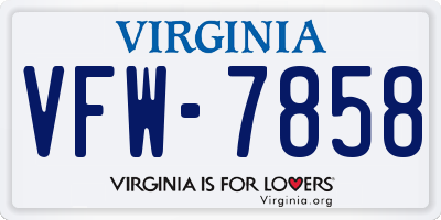 VA license plate VFW7858