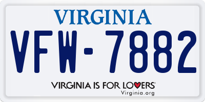 VA license plate VFW7882