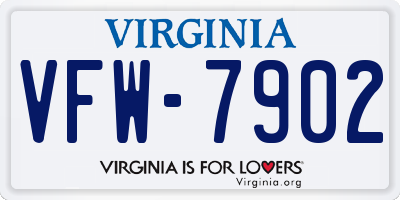 VA license plate VFW7902
