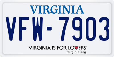 VA license plate VFW7903