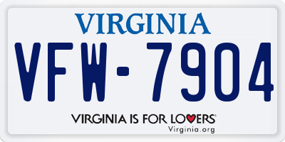 VA license plate VFW7904