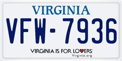 VA license plate VFW7936