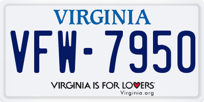 VA license plate VFW7950