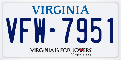 VA license plate VFW7951