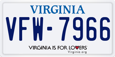 VA license plate VFW7966