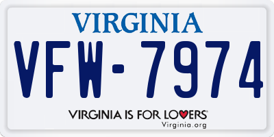 VA license plate VFW7974