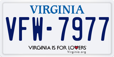 VA license plate VFW7977