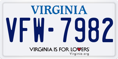 VA license plate VFW7982