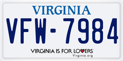 VA license plate VFW7984