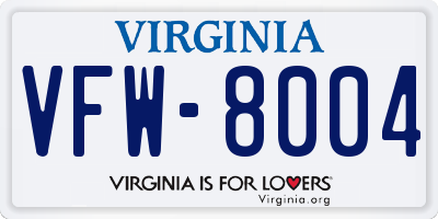 VA license plate VFW8004