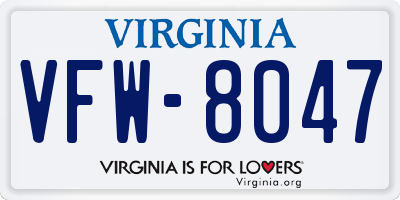 VA license plate VFW8047