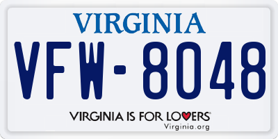 VA license plate VFW8048