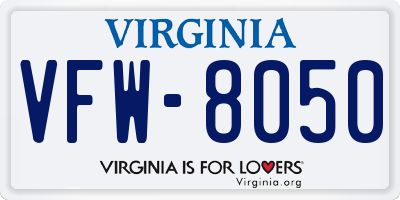 VA license plate VFW8050