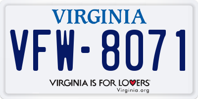 VA license plate VFW8071