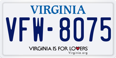 VA license plate VFW8075