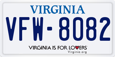 VA license plate VFW8082