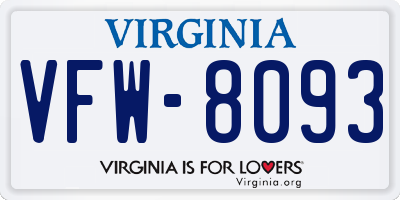 VA license plate VFW8093