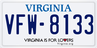 VA license plate VFW8133