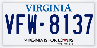 VA license plate VFW8137
