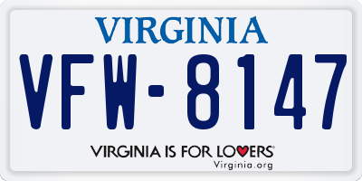 VA license plate VFW8147