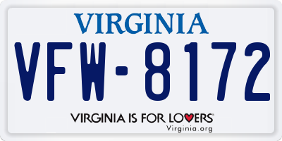 VA license plate VFW8172