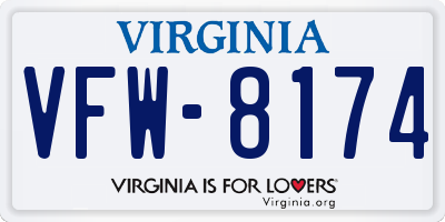VA license plate VFW8174