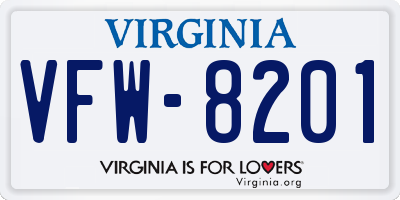 VA license plate VFW8201