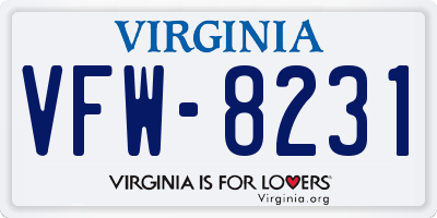 VA license plate VFW8231