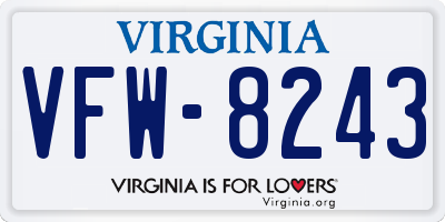VA license plate VFW8243