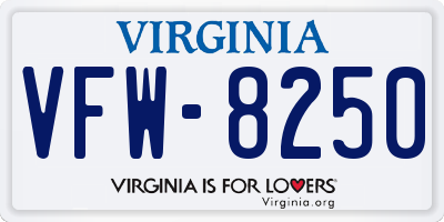 VA license plate VFW8250