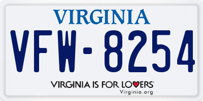 VA license plate VFW8254