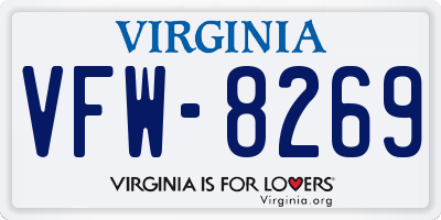 VA license plate VFW8269