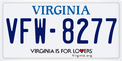 VA license plate VFW8277